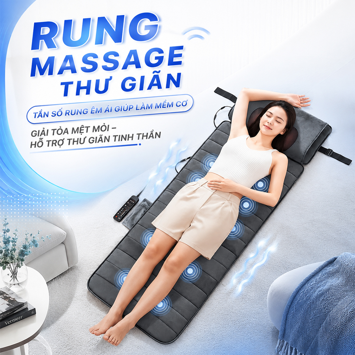 Nệm massage toàn thân OKACHI JP-M811 Dòng Cao Cấp (Dày 7cm)